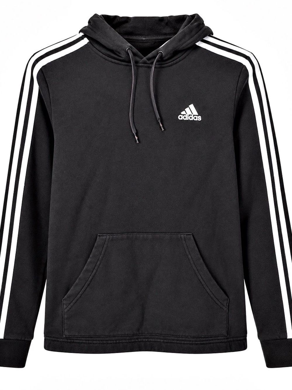 Adidas Women’s Black 3-Stripes Pullover Hoodie White Logo Size XS